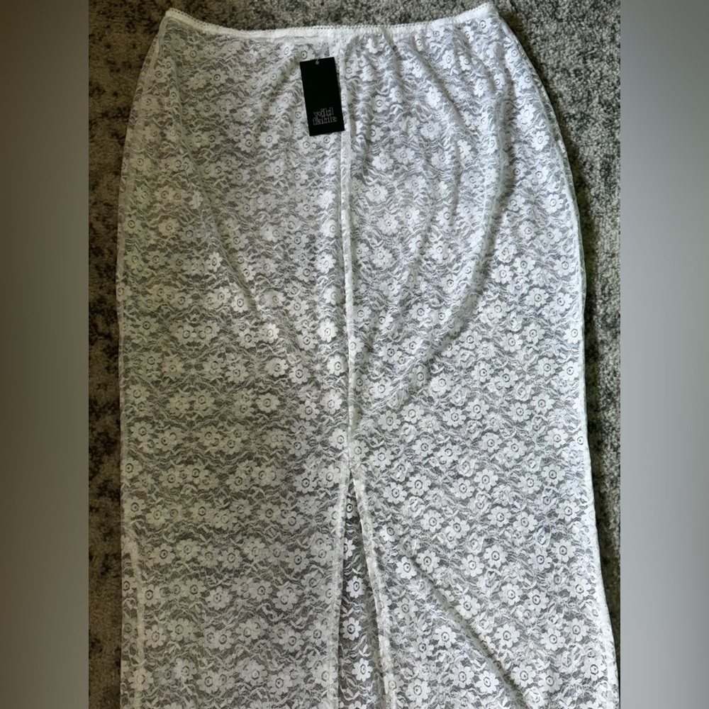 NWT Wild Fable White Floral Lace Sheer Midi Skirt Size: Large - Picture 4 of 4